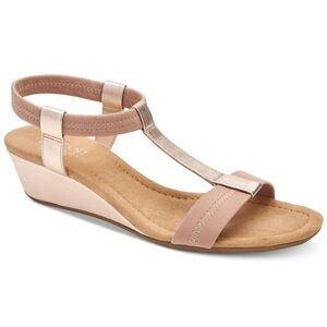 Women’s Alfani Beige Voyage Wedge Slip On Slingback Sandals Size 11 US!